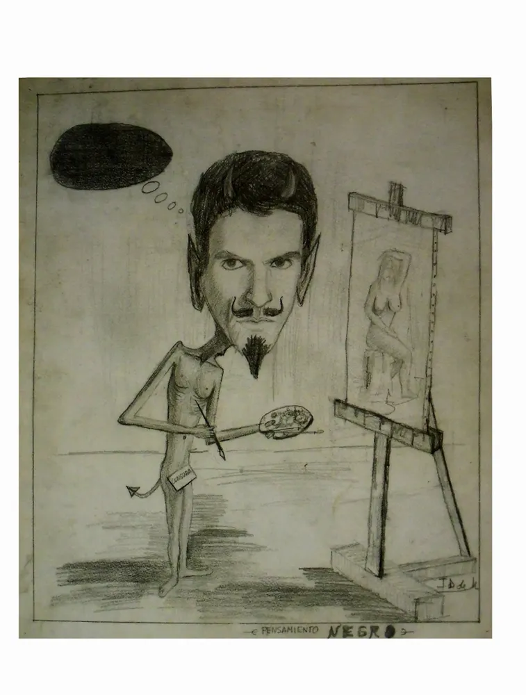 Artwork titled "Autorretrato" made with pencil in the year 1976 by Juan Diego Miguel