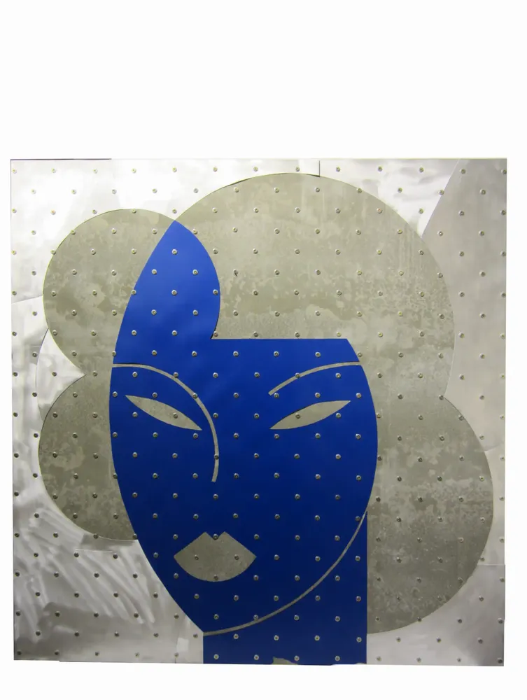 Artwork titled "Irene Warhol-7" made with aluminum, iron, cement, laminate in the year 2000 by Juan Diego Miguel