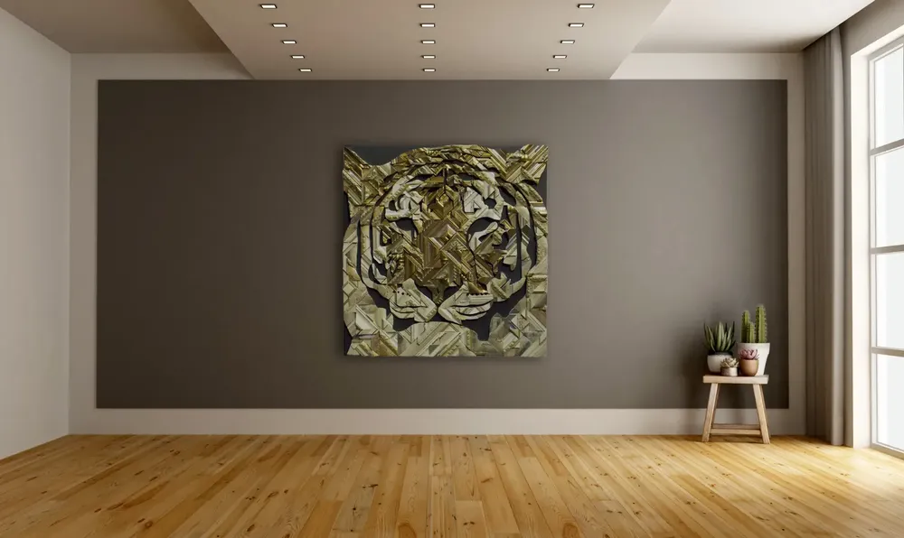 Artwork titled "Tigre" made with frames, mdf in the year 2010 by Juan Diego Miguel