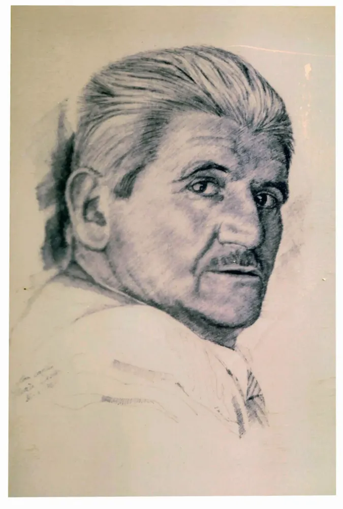 Artwork titled "Mi padre" made with drawing ink in the year 1976 by Juan Diego Miguel