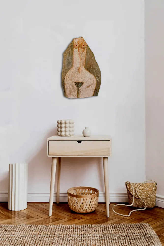 Artwork titled "Desnudo" made with oil painting, slate stone in the year 1986 by Juan Diego Miguel