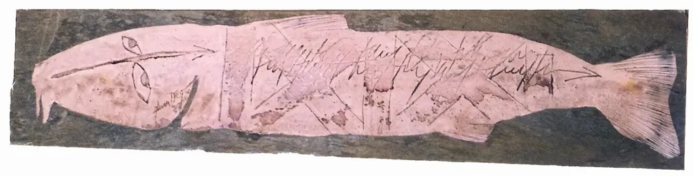 Artwork titled "ST" made with oil painting, slate stone in the year 1985 by Juan Diego Miguel