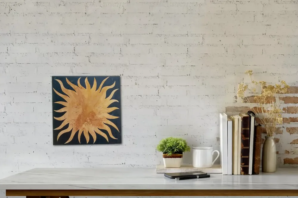 Artwork titled "ST" made with oil painting, slate stone in the year 1985 by Juan Diego Miguel