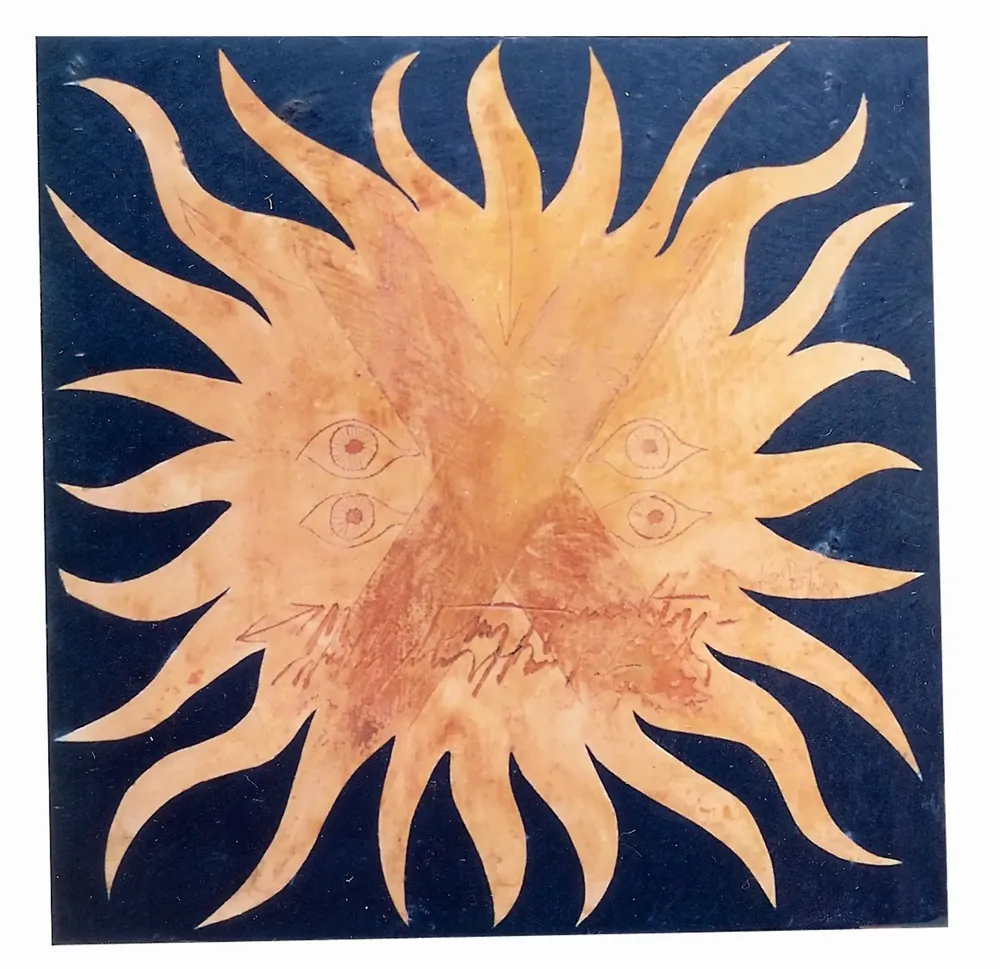 Artwork titled "ST" made with oil painting, slate stone in the year 1985 by Juan Diego Miguel