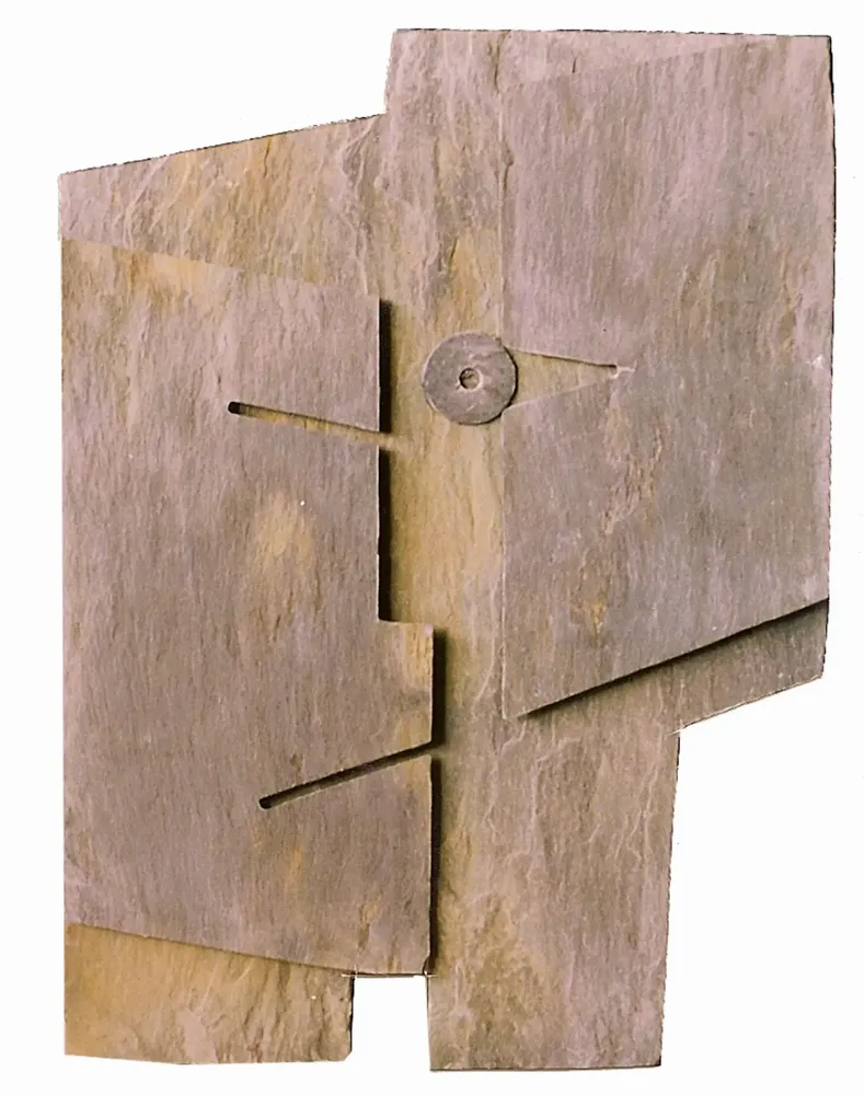 Artwork titled "Cabeza negra" made with slate stone in the year 1991 by Juan Diego Miguel
