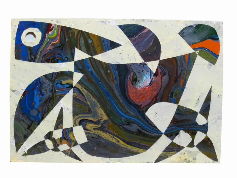 Artwork titled "ST" made with synthetic enamelled paint, laminate in the year 2013 by Juan Diego Miguel