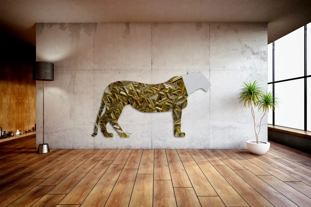 Artwork titled "Leona" made with laminate, frames in the year 2014 by Juan Diego Miguel