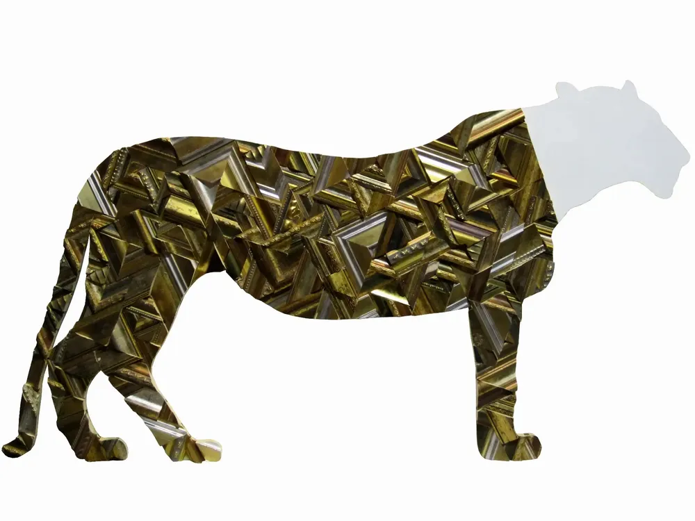 Artwork titled "Leona" made with laminate, frames in the year 2014 by Juan Diego Miguel