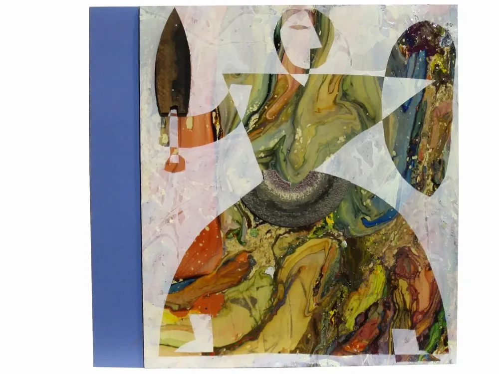 Artwork titled "Espadero" made with wood, abrasive, synthetic enamelled paint, laminate in the year 2014 by Juan Diego Miguel