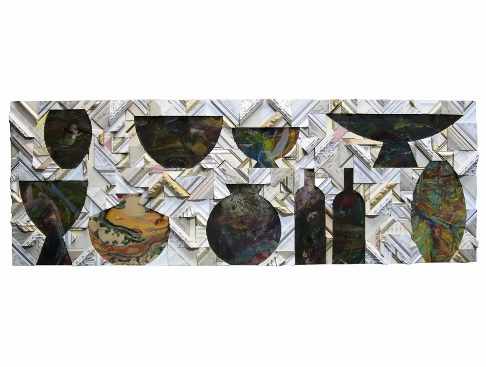 Artwork titled "Vasijas" made with synthetic enamelled paint, laminate, frames in the year 2015 by Juan Diego Miguel