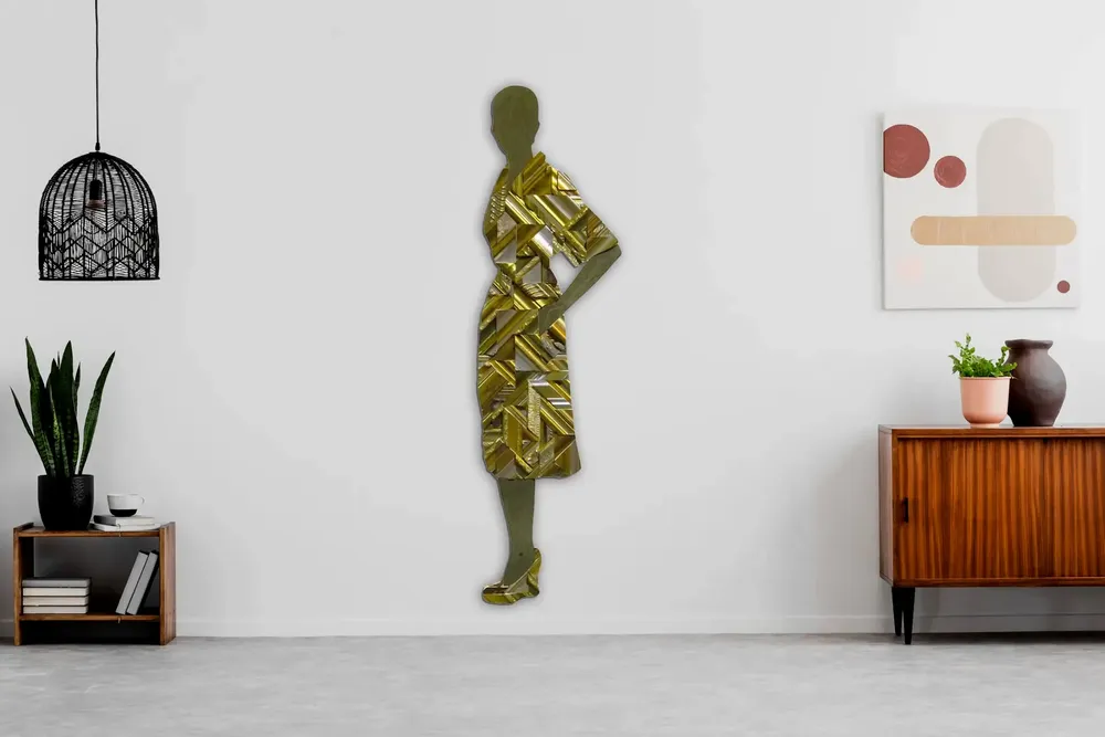 Artwork titled "Vestido dorado" made with concrete, frames in the year 2017 by Juan Diego Miguel