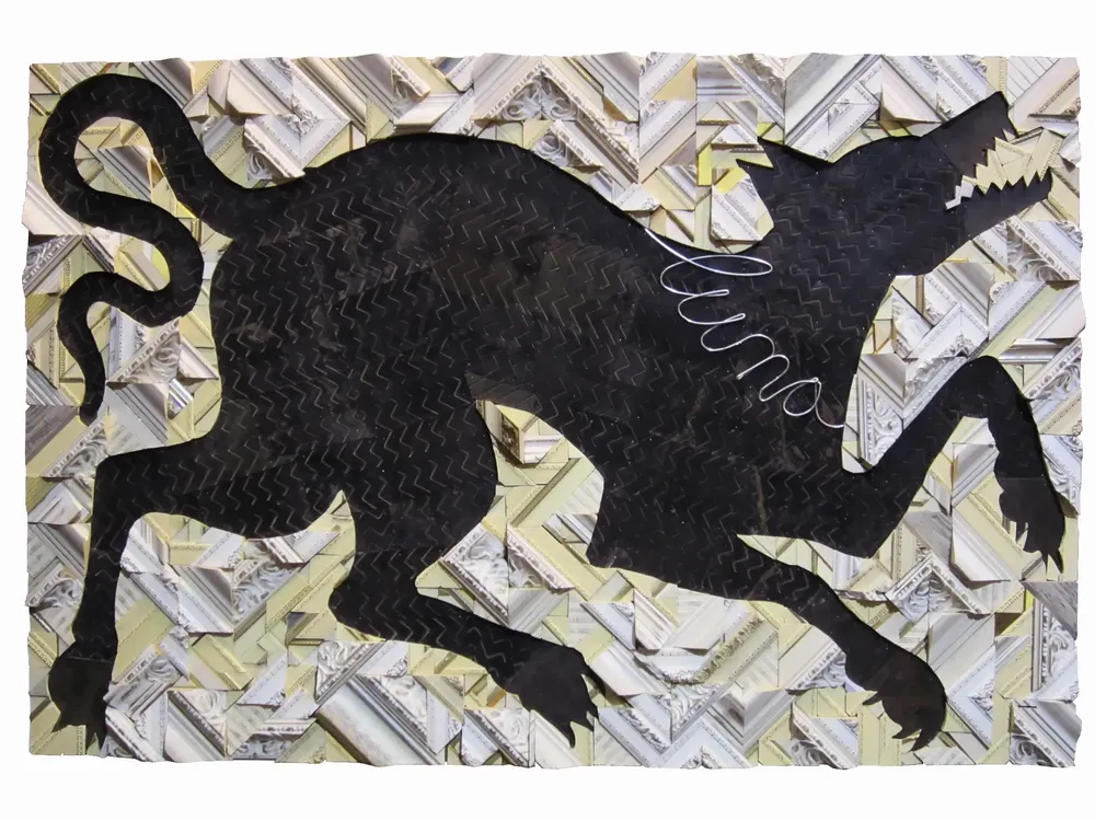 Artwork titled "Luna" made with aluminum, rubber, frames in the year 2018 by Juan Diego Miguel