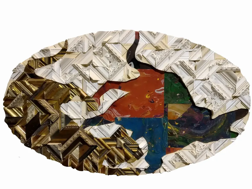 Artwork titled "Sombra" made with frames, synthetic enamelled paint, laminate in the year 2019 by Juan Diego Miguel