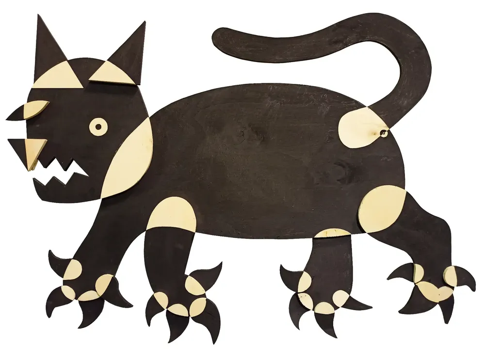 Artwork titled "Gato" made with synthetic enamelled paint, plywood in the year 2021 by Juan Diego Miguel