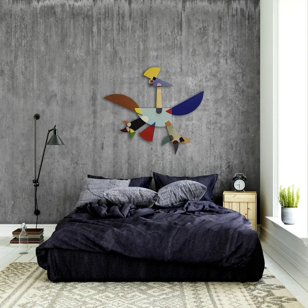 Artwork titled "Pajaro" made with laminate, plywood in the year 2021 by Juan Diego Miguel
