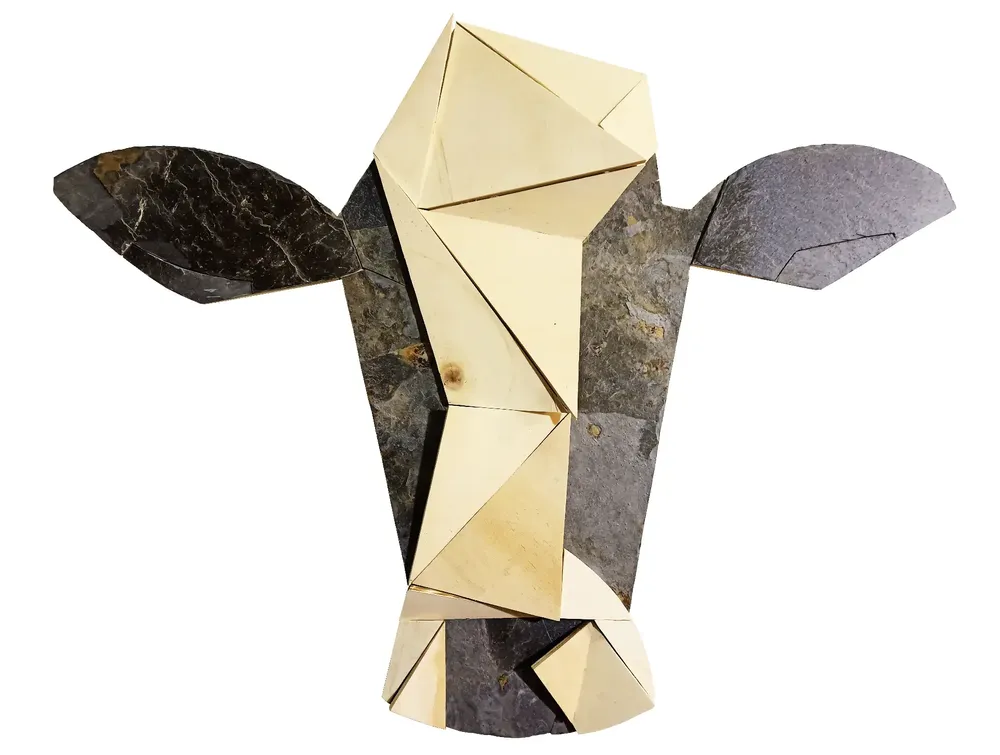 Artwork titled "Vaca" made with plywood, slate stone in the year 2021 by Juan Diego Miguel