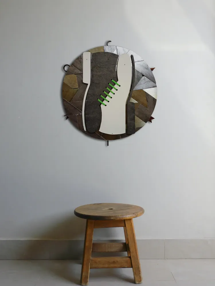 Artwork titled "Camino" made with bakelite, frames, iron, cord in the year 2021 by Juan Diego Miguel