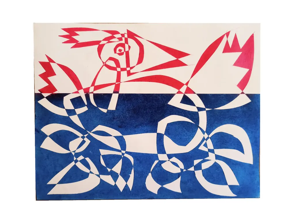 Artwork titled "Pajaro" made with pastel colors, paper in the year 2021 by Juan Diego Miguel