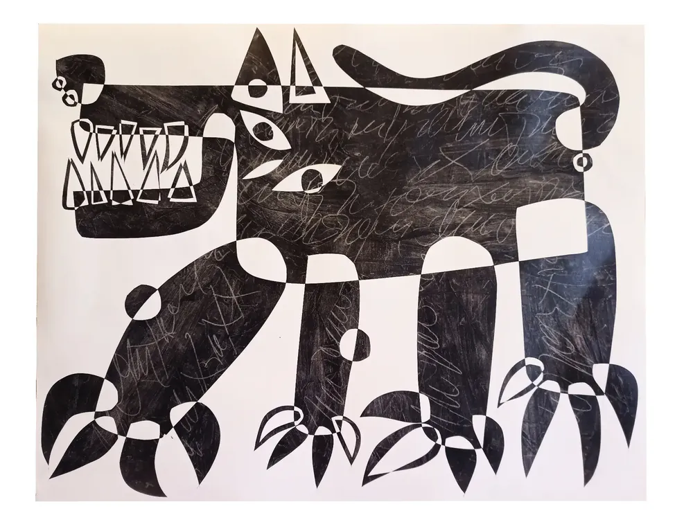 Artwork titled "Perro" made with graphite, paper in the year 2021 by Juan Diego Miguel