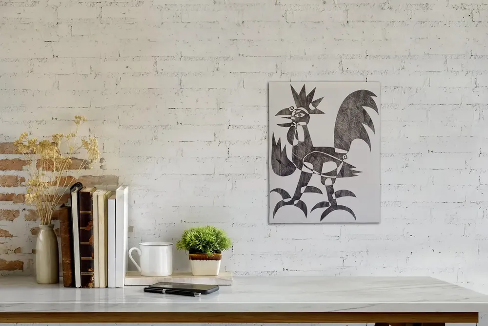Artwork titled "Gallo" made with graphite, paper in the year 2021 by Juan Diego Miguel