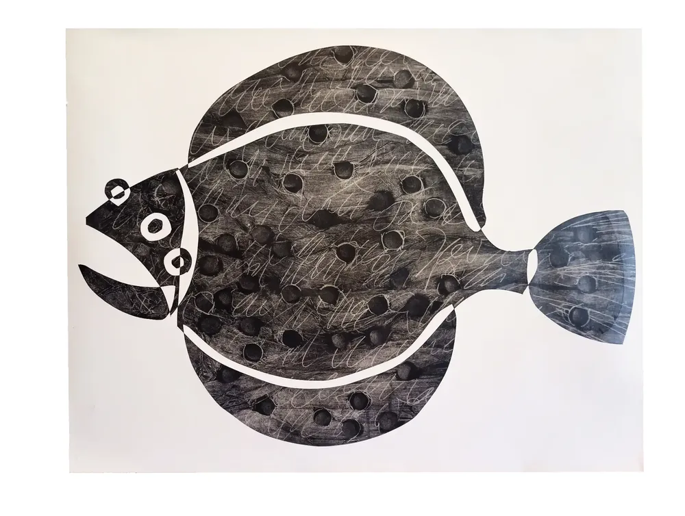 Artwork titled "Rodaballo" made with graphite, paper in the year 2021 by Juan Diego Miguel