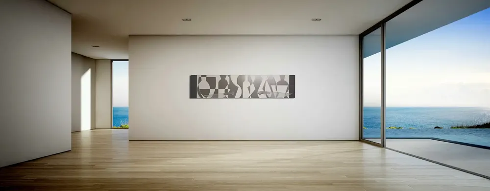 Artwork titled "Dos cuchillos" made with slate stone, methacrylate, aluminum, synthetic enamelled paint, mdf in the year 2022 by Juan Diego Miguel
