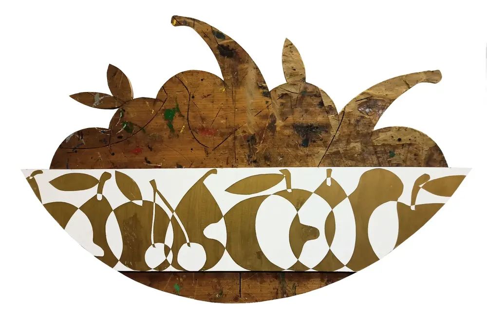 Artwork titled "Frutero" made with synthetic enamelled paint, lacquered mdf, mdf in the year 2022 by Juan Diego Miguel