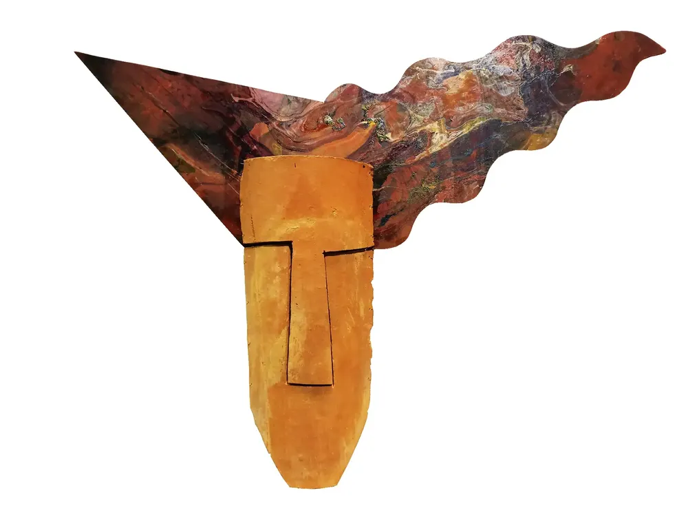 Artwork titled "Cabeza" made with ceramic, synthetic enamelled paint, mdf in the year 2022 by Juan Diego Miguel