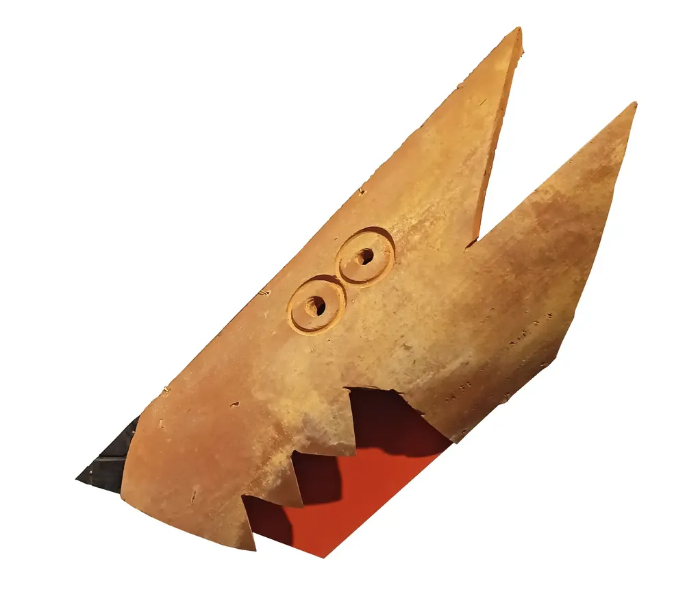 Artwork titled "Cabeza de perro" made with ceramic, rubber, laminate in the year 2022 by Juan Diego Miguel