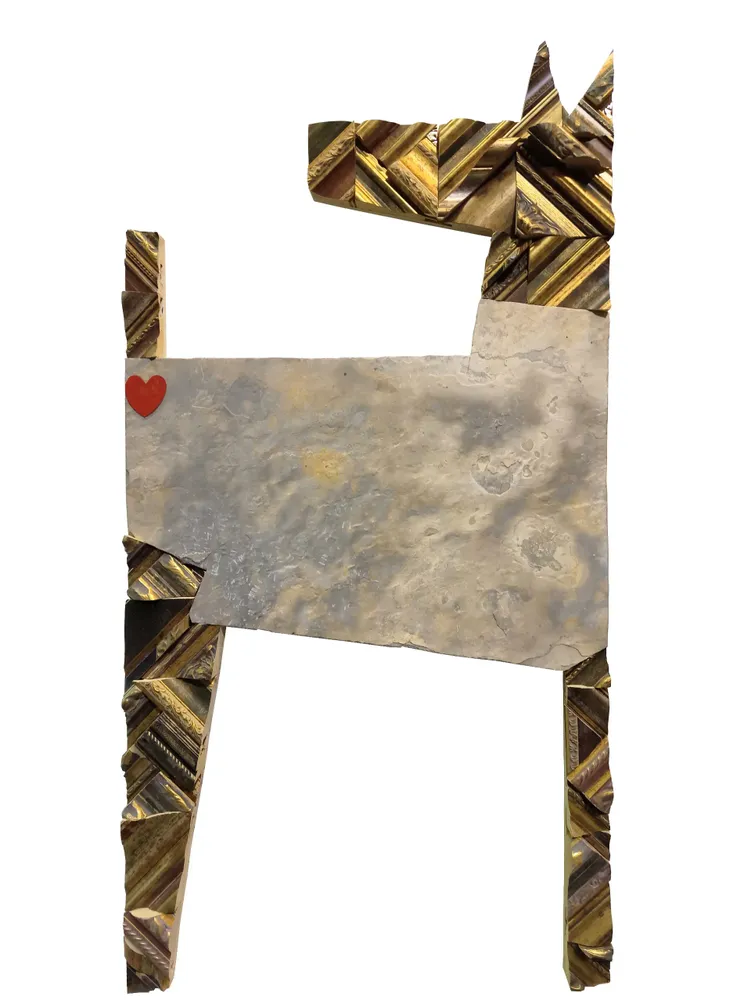 Artwork titled "Perro" made with frames, limestone in the year 2022 by Juan Diego Miguel