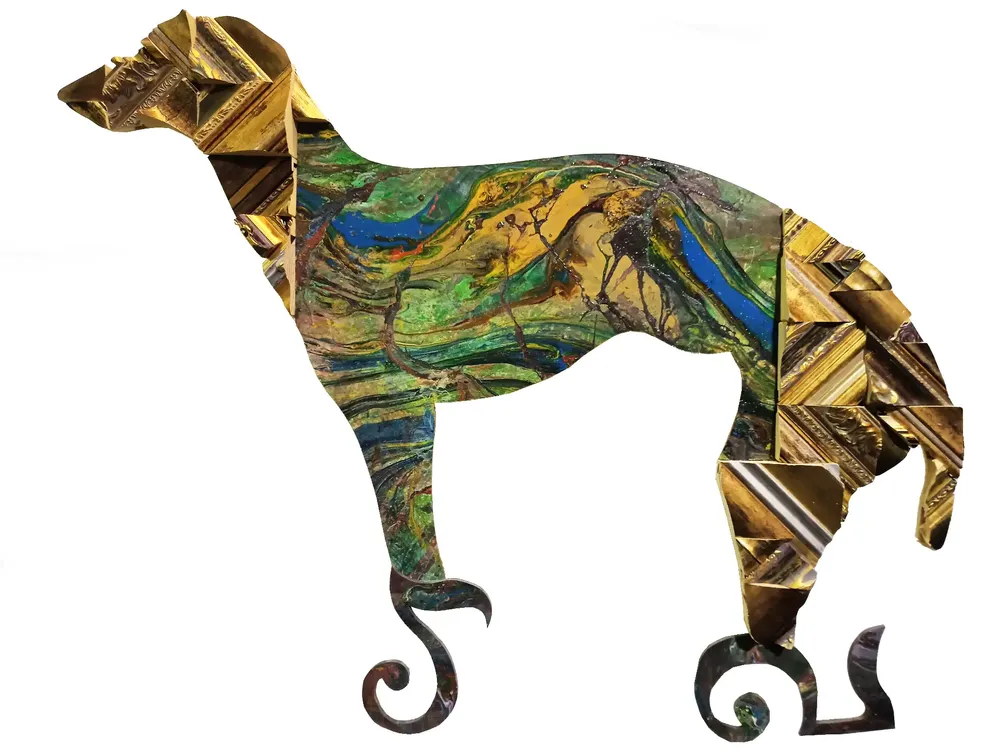 Artwork titled "Perro 25" made with synthetic enamelled paint, mdf, frames in the year 2022 by Juan Diego Miguel