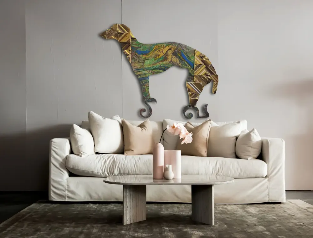 Artwork titled "Perro 25" made with synthetic enamelled paint, mdf, frames in the year 2022 by Juan Diego Miguel