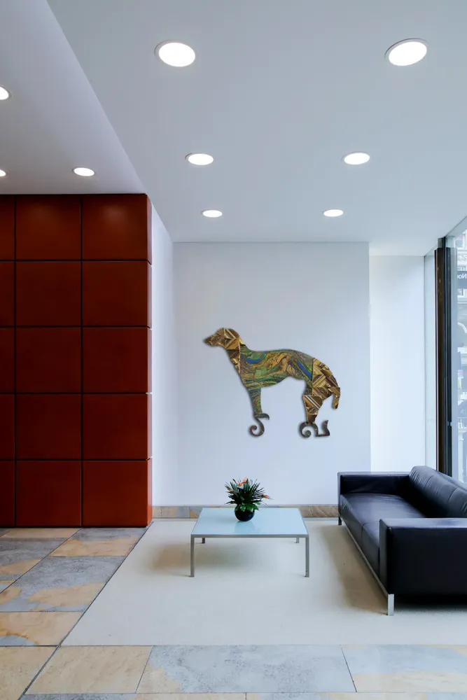 Artwork titled "Perro 25" made with synthetic enamelled paint, mdf, frames in the year 2022 by Juan Diego Miguel