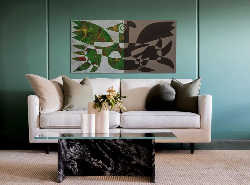 Artwork titled "Pajaro" made with synthetic enamelled paint, laminate, cardboard in the year 2022 by Juan Diego Miguel
