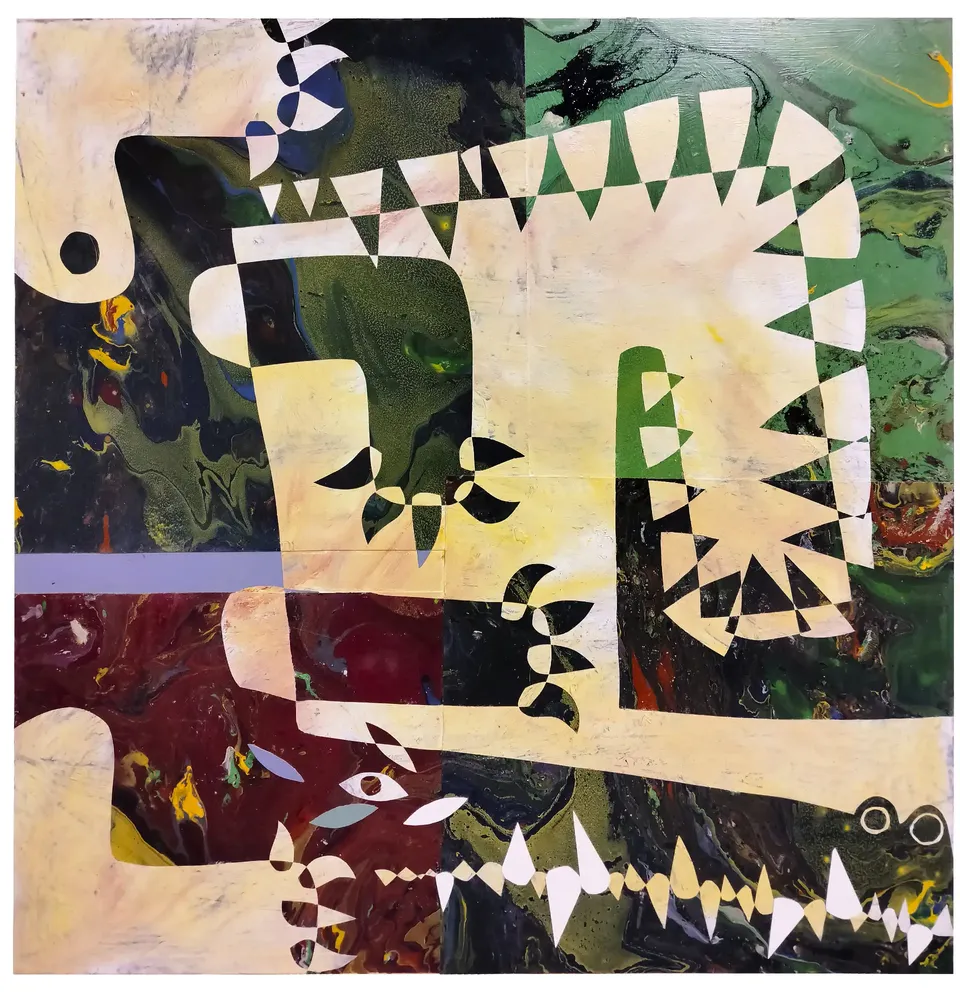 Artwork titled "Cocodrilo" made with synthetic enamelled paint, laminate in the year 2023 by Juan Diego Miguel