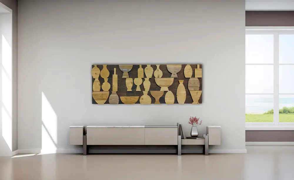 Artwork titled "Vasijas" made with wood, iron, rubber in the year 2023 by Juan Diego Miguel