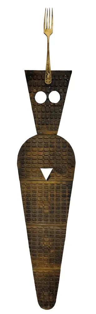 Artwork titled "Chica" made with rubber, iron, brass in the year 2023 by Juan Diego Miguel