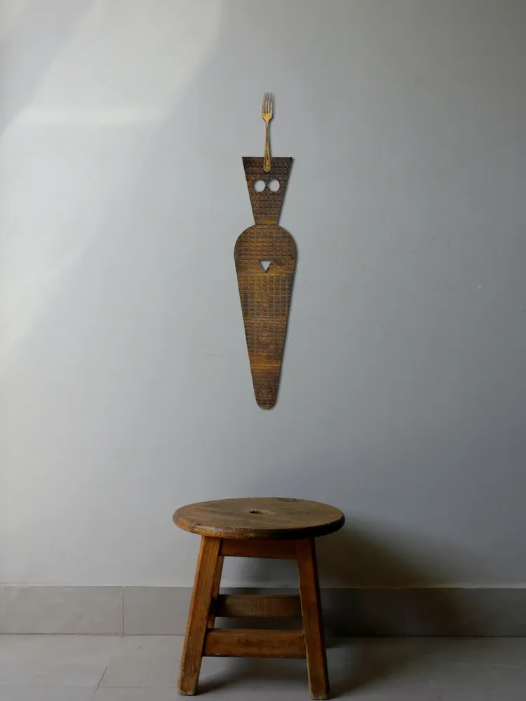 Artwork titled "Chica" made with rubber, iron, brass in the year 2023 by Juan Diego Miguel