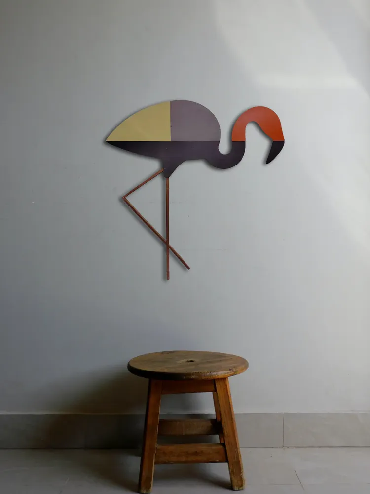 Artwork titled "Flamenco A" made with synthetic enamelled paint, cardboard, laminate, wood in the year 2023 by Juan Diego Miguel