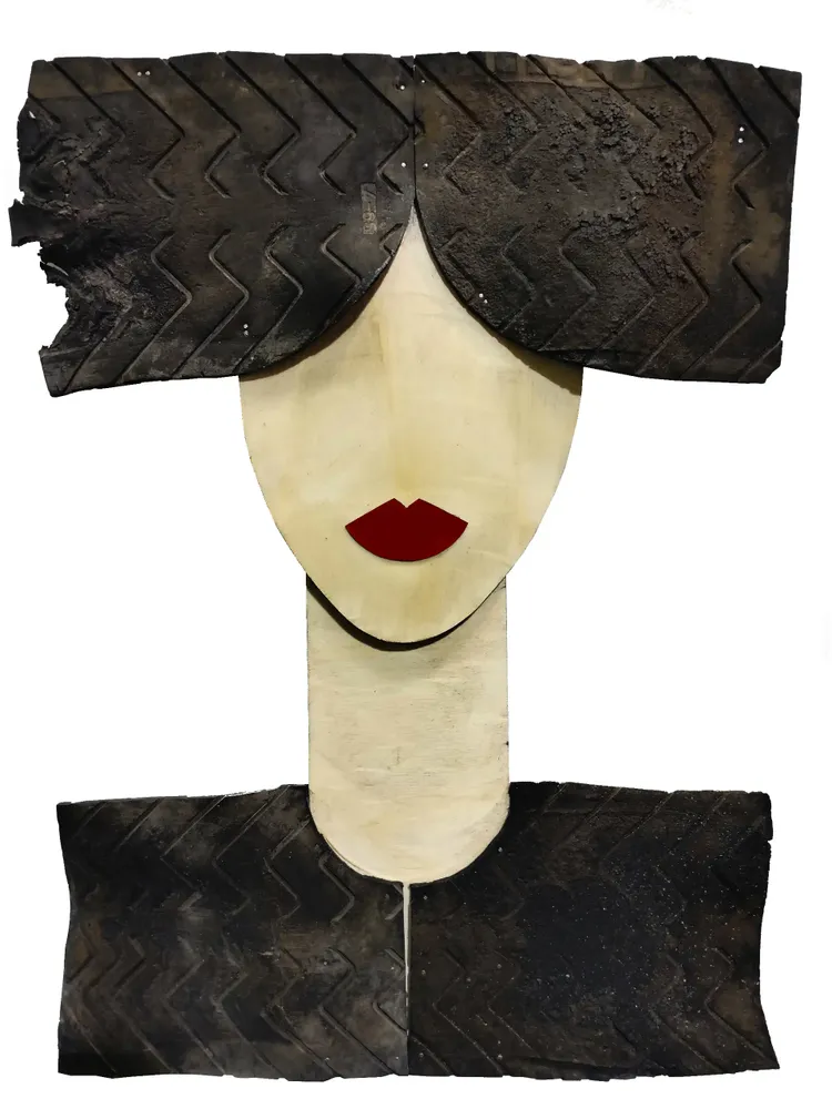 Artwork titled "Chica" made with laminate, plywood, rubber in the year 2023 by Juan Diego Miguel