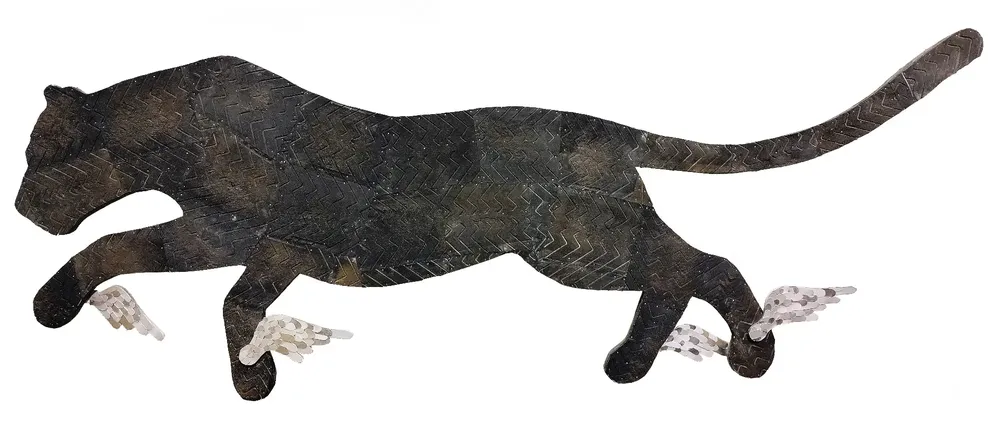 Artwork titled "Veloz" made with rubber, iron, aluminum in the year 2023 by Juan Diego Miguel
