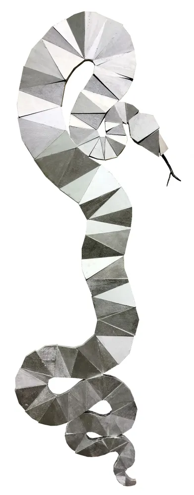Artwork titled "Culebra" made with synthetic enamelled paint, plywood, iron in the year 2023 by Juan Diego Miguel