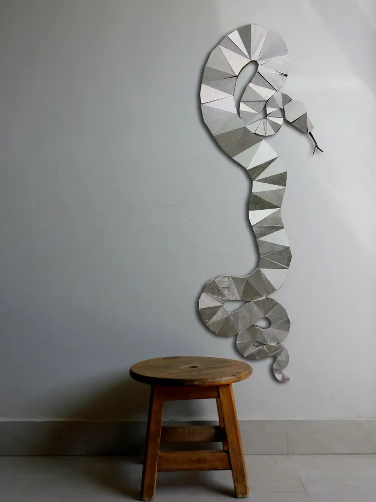 Artwork titled "Culebra" made with synthetic enamelled paint, plywood, iron in the year 2023 by Juan Diego Miguel
