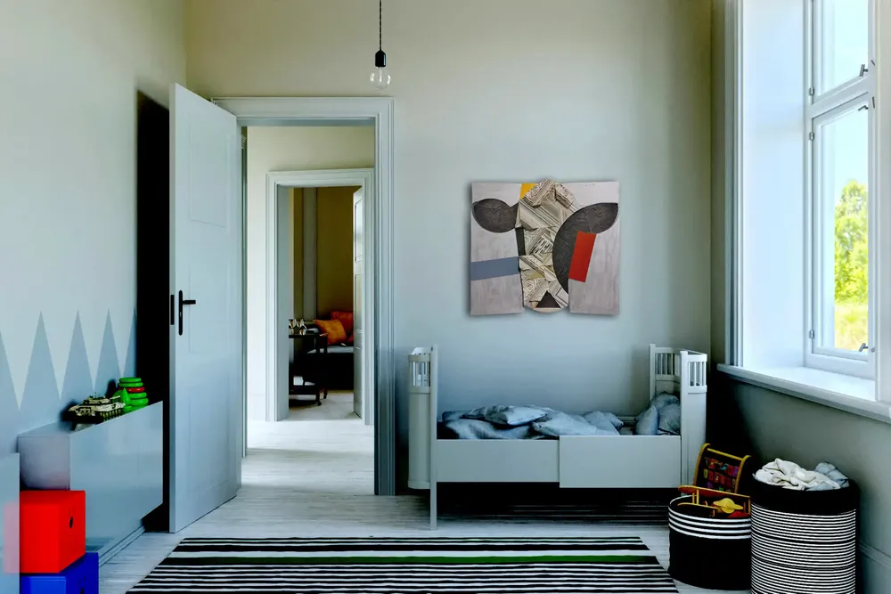 Artwork titled "Cabeza de vaca" made with synthetic enamelled paint, plywood, rubber, frames, laminate in the year 2023 by Juan Diego Miguel