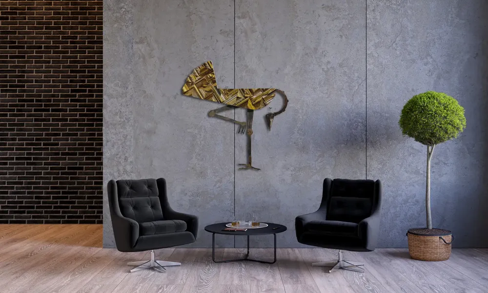 Artwork titled "Pajaro" made with frames, bakelite, iron in the year 2023 by Juan Diego Miguel
