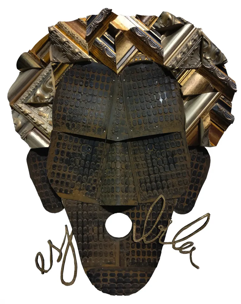 Artwork titled "Espabila" made with frames, synthetic enamelled paint, rubber, iron in the year 2023 by Juan Diego Miguel