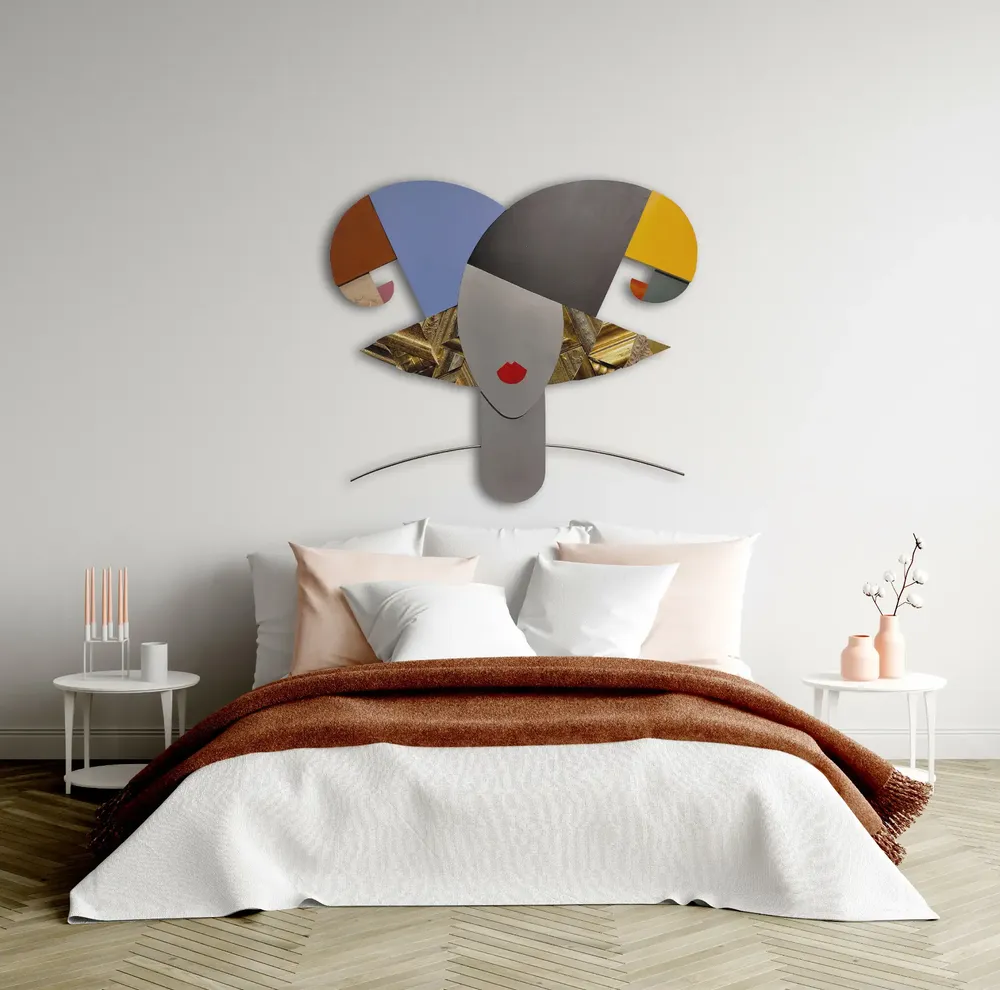 Artwork titled "Dos espirales" made with mdf, laminate, frames, aluminum, stainless steel in the year 2023 by Juan Diego Miguel