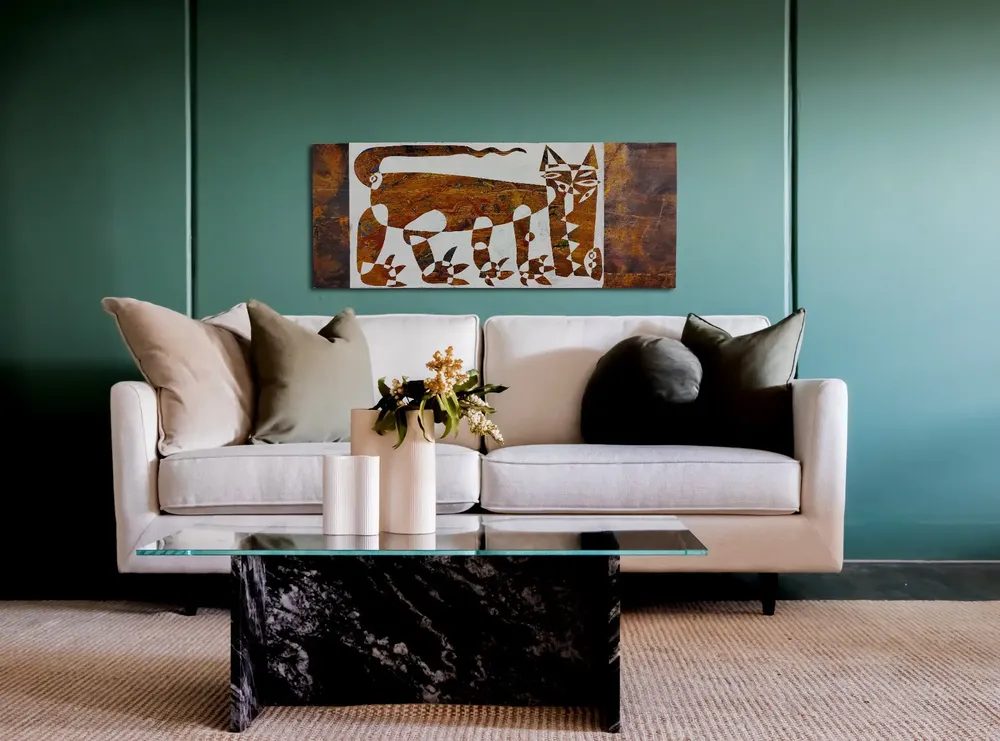 Artwork titled "Perro" made with copper, synthetic enamelled paint, laminate in the year 2023 by Juan Diego Miguel