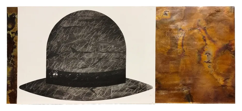 Artwork titled "Sombrero" made with graphite, paper, copper in the year 2023 by Juan Diego Miguel