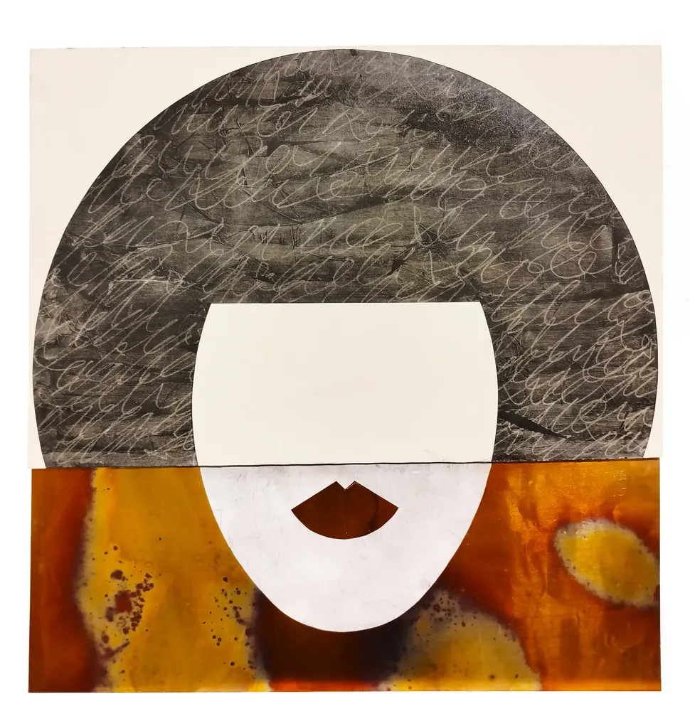 Artwork titled "Chica" made with graphite, paper, oil painting, copper in the year 2023 by Juan Diego Miguel